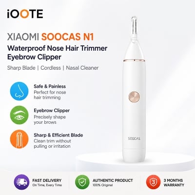 Picture of Xiaomi Soocas N1 waterproof Nose Hair Trimmer Eyebrow Clipper Sharp Blade Cordless Nasal Cleaner | 3 Months Warranty - White