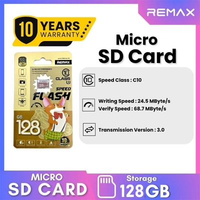 Picture of Remax 128GB MicroSDXC High Speed Flash Card | Class 10 Memory Card with 10 Years Warranty - 128GB