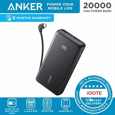 Picture of Anker Zolo A110E 20000mAh 22.5W Fast Charging Power Bank with USB-C Cable - Black