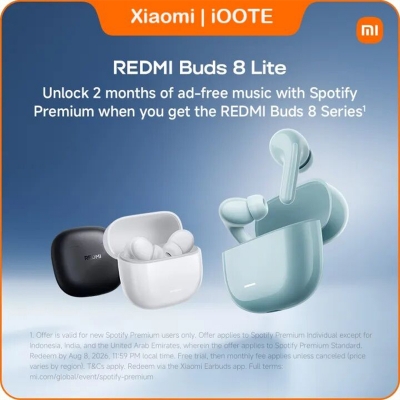 Picture of NEW - Xiaomi REDMI Buds 8 Lite | Up to 42dB active noise cancellation, Dual-mic Al noise reduction, 12.4mm titanium-diaphragm, Up to 36 hour battery life