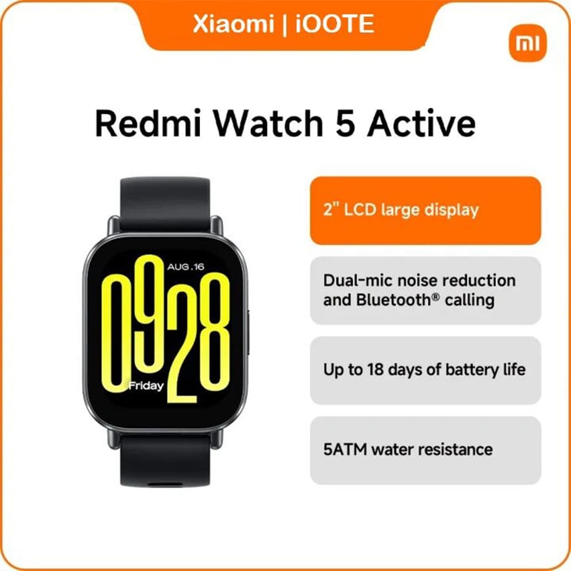 Picture of REDMI Watch 5 Active | Ultra large 2.0'' LCD display, Up to 18 days of battery life, Supports Bluetooth calling, Advanced health and workout tracking - Silver