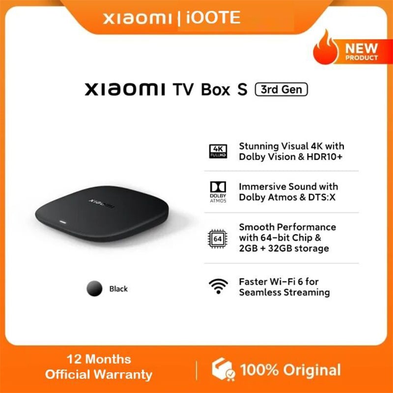 Picture of Xiaomi TV Box S (3rd Gen) EU | Stunning Visual 4K with Dolby Vision & HDR10+ | Immersive Sound with Dolby Atmos & DTS:X | Smooth Performance with 64-bit Chip & 2GB+32GB storage | Faster Wi-Fi 6 for Seamless Streaming - Black