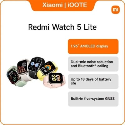 Picture of Xiaomi REDMI Watch 5 Lite | Ultra large 1.96'' AMOLED display, Up to 18 days of battery life, Built-in5-system GNSS, Advanced health and workout tracking - Black