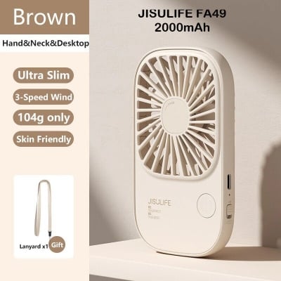 Picture of JISULIFE FA49 2000mAh USB Rechargeable Powerful Handheld Fan - Brown