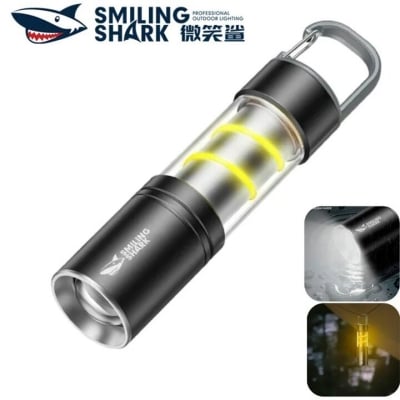 Picture of Smiling shark SD5241 LED Mini Flashlight 3Mode KeyChain Light Type-c Rechargeable Torch Light White warm Light Waterproof Lightweight Outdoor Camping Light - Grey