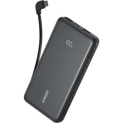 Picture of Anker Zolo 10000mAh A110D 10,000mAh 22.5W Fast Charging Power Bank with Built-in USB-C Cable for iPhone 16/17 Series, iPad, Galaxy, Pixel, and More - Black