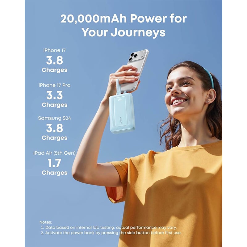 Picture of Anker Zolo A110M 45W Power Bank with Built-in Dual Type-C Cable - 20000mah , Dual Built-in USB-C Cables, USB-C&A Port, for iPhone 17/16 Series, Galaxy, and More - Black