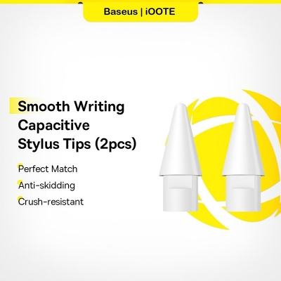 Picture of Baseus Smooth Writing Capacitive Stylus Tips White | Tilt & Press Function | Replacement Nibs for Apple Pencil 1 & 2, iPad Pro Stylus Pen | SXBC010002 - White