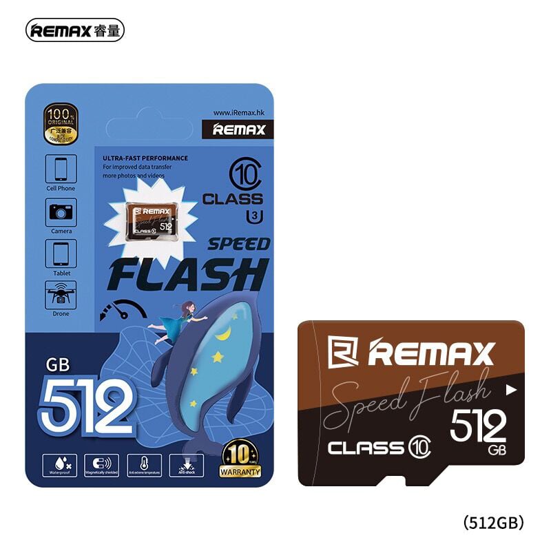 Picture of Remax 512GB Class 10 Speed Flash Super Card MicroSDXC - 10 Years Warranty - 512GB