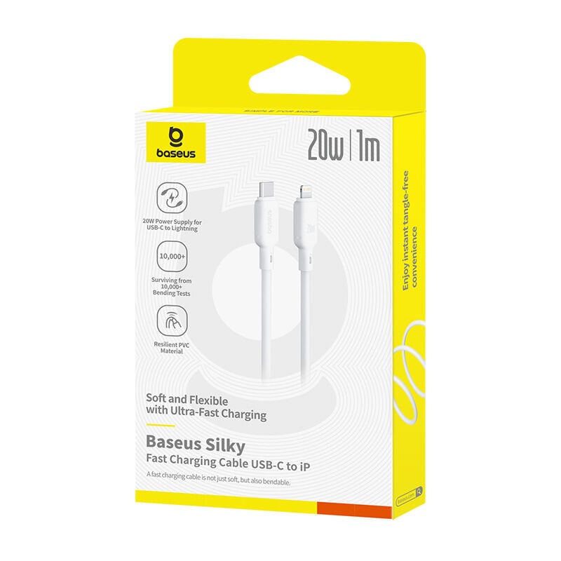 Picture of Baseus Silky Series Fast Charging Cable Type-C to IP 20W 1M - White