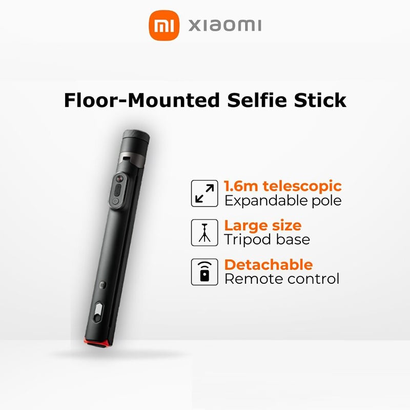 Picture of Xiaomi Zoom Floor Standing Bluetooth Stand Selfie Stick XMBJZPG01YM Tripod Stand for Photos, Videos & Live Streaming - Black
