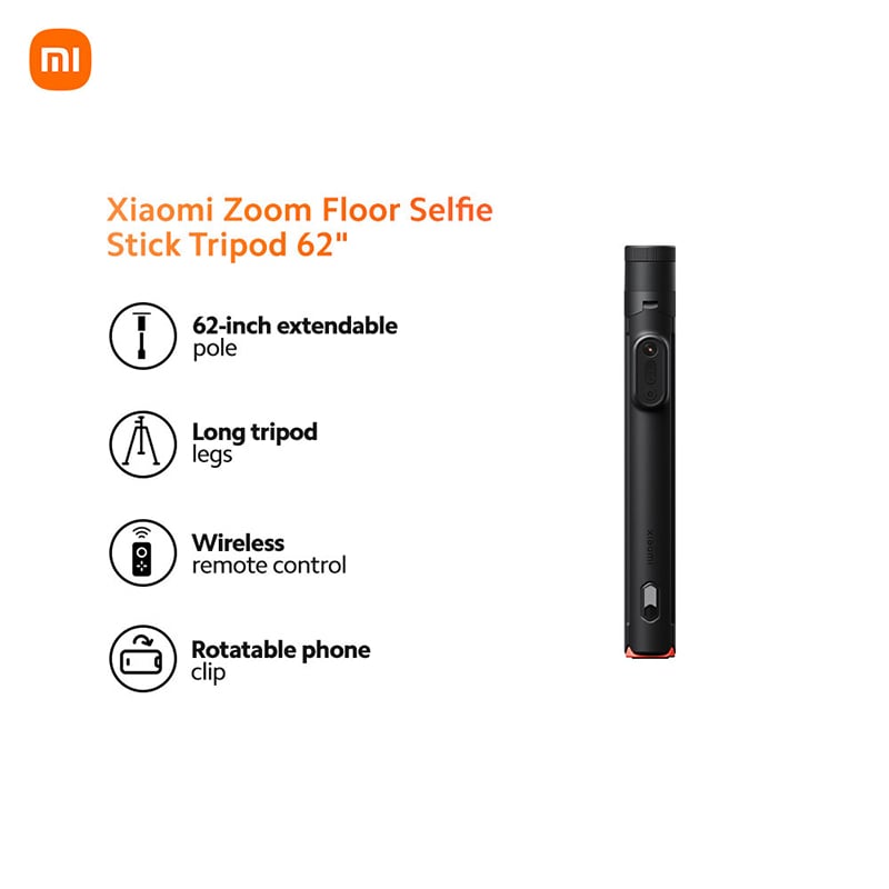 Picture of Xiaomi Zoom Floor Standing Bluetooth Stand Selfie Stick XMBJZPG01YM Tripod Stand for Photos, Videos & Live Streaming - Black