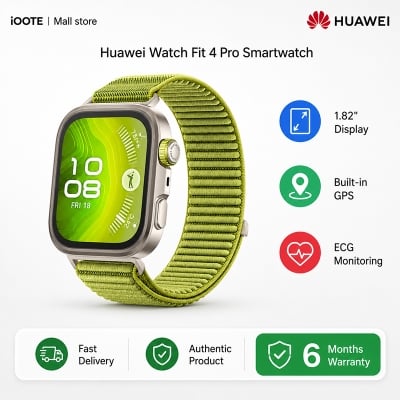 Picture of HUAWEI WATCH FIT 4 Pro Smart Watch, 1.82" Sapphire AMOLED Screen, Titanium Body, ECG & SpO2 Monitor, 10-Day Battery, 100+ Workout Modes,  Waterproof, iOS Android Compatible, Fitness Tracker | 6 Months warranty - Green