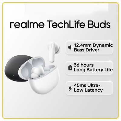 Picture of Realme TechLife Buds TWS Earbuds | 12.4mm Bass Driver, 36H Battery, Dual-Device Connection, BT 5.4 | 12 Months Official Warranty
