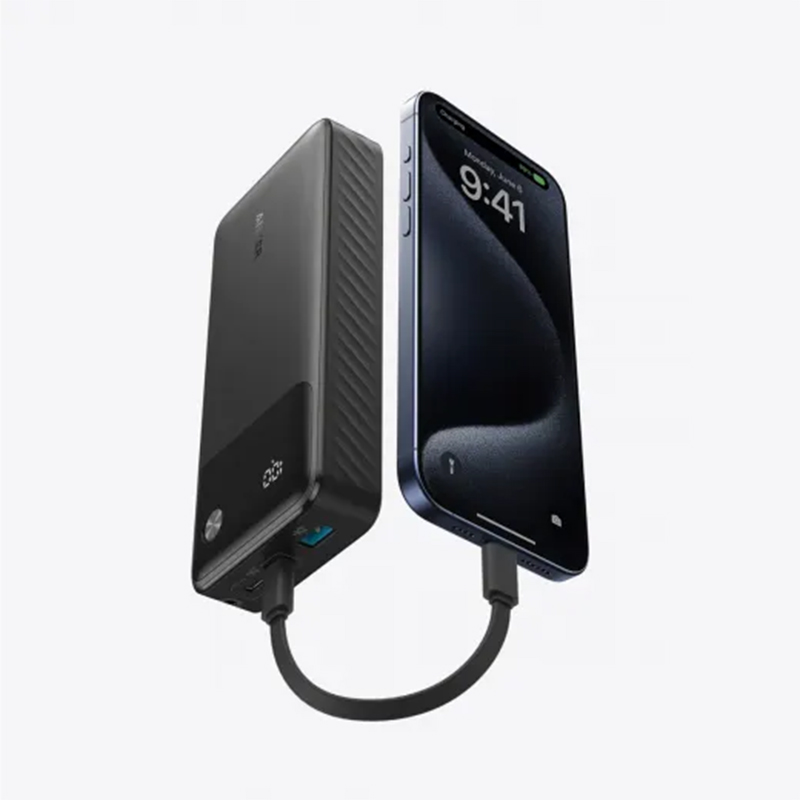 Picture of Anker Powercore 20000mAh 30W Portable Power Bank Charger With USB C Cable Lanyard | 30W PD, Digital Display, 3-Port Fast Charging |  6 Months Warranty - Black