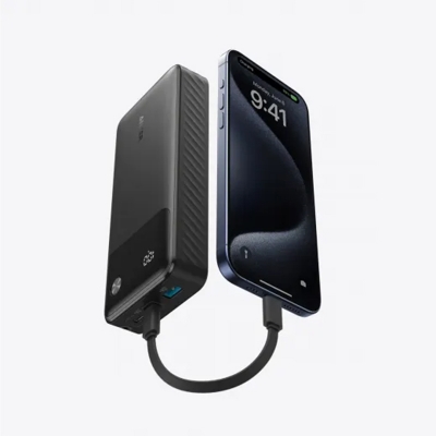 Picture of Anker Powercore 20000mAh 30W Portable Power Bank Charger With USB C Cable Lanyard | 30W PD, Digital Display, 3-Port Fast Charging |  6 Months Warranty - Black