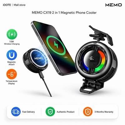 Picture of MEMO CX19 2 in 1 Magnetic Phone Cooler with 15W Wireless Charging & Digital Temperature Display | 3 Months Warranty - Multicolor
