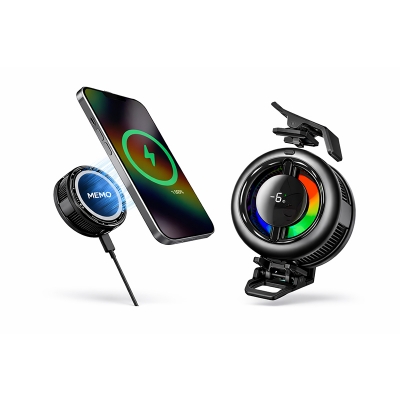 Picture of MEMO CX19 2 in 1 Magnetic Phone Cooler with 15W Wireless Charging & Digital Temperature Display | 3 Months Warranty - Multicolor