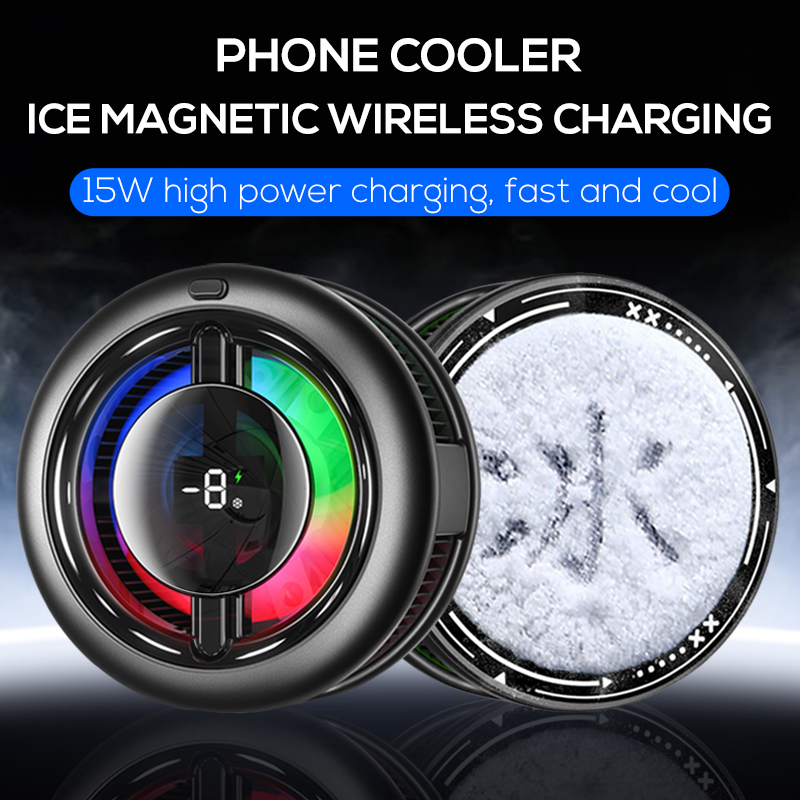 Picture of MEMO CX19 2 in 1 Magnetic Phone Cooler with 15W Wireless Charging & Digital Temperature Display | 3 Months Warranty - Multicolor