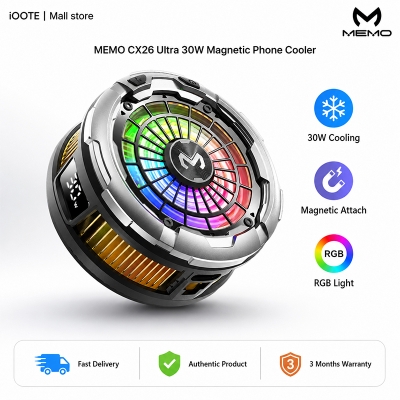 Picture of MEMO CX26 30W Magnetic Phone Cooler with Temperature Display for PUBG Mobile Gamer | 3 Months warranty - Multicolor