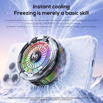 Picture of MEMO CX26 30W Magnetic Phone Cooler with Temperature Display for PUBG Mobile Gamer | 3 Months warranty - Multicolor