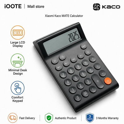 Picture of Xiaomi KACO MATE Retro Fashion 12  Digit Multifunction Calculator with Large LCD Display | 3 Months Warranty - Black
