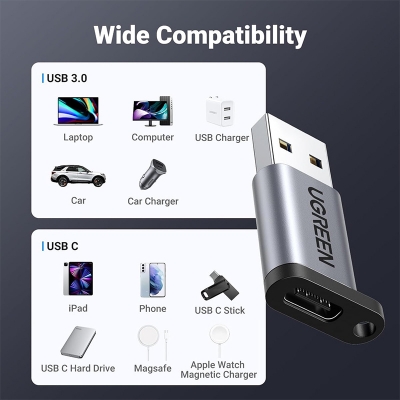 Picture of UGREEN USB 2.0 Male to Type-C Female Adapter 480Mbps Max | 18 Months warranty - Black
