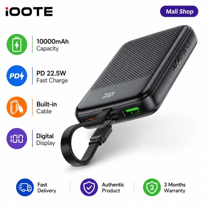 Picture of ACEFAST M13 10000mAh PD 22.5W Fast Charging Power Bank | Portable High-Speed USB-C Power Delivery Battery Pack | Compact Power Bank for iPhone Android Samsung Xiaomi | 3 Months Warranty - Black