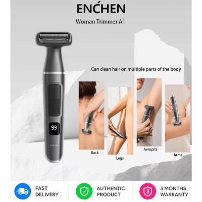 Picture of ENCHEN A1 Hair Removal Shaver, Gentle Full Body Hair Trimmer for Women and Men, Waterproof, USB Rechargeable, Portable for Underarm, Legs, Bikini Line | 3 Months Warranty - Black