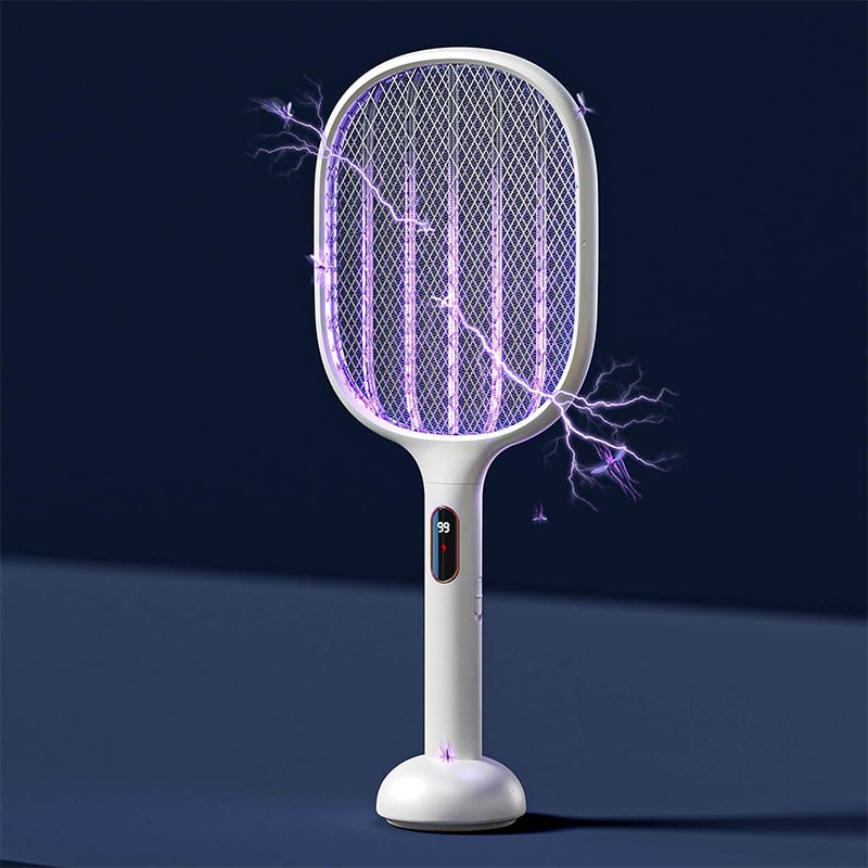 Picture of Xiaomi Qualitell S1 Smart Digital Display Electric Mosquito Swatter | USB Rechargeable Mosquito Bat | LED Display Insect Killer Racket | Safe & Powerful Bug Zapper | 6 Months Warranty - White