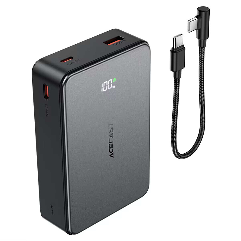 Picture of ACEFAST M28 10000mAh 22.5W PD Fast Charging Power Bank | USB-C Portable Charger for iPhone Android Samsung Xiaomi | 3 Months Warranty - Black