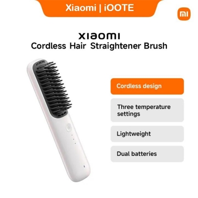 Picture of Xiaomi Mijia Cordless Hair Straightener Brush, 3 Temperature Settings, Lightweight Portable Hair Brush, Dual Batteries | 6 Months Warranty - White