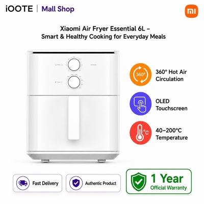 Picture of Xiaomi Air Fryer Essential 6L | 360° Hot Air Circulation, OLED Touchscreen & 100+ Smart Recipes | 12 months official warranty - White