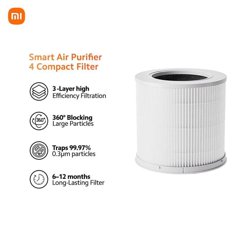Picture of Xiaomi Smart Air Purifier 4 Compact Filter Replacement – 3-in-1 True HEPA H13 Filter with Activated Carbon - White