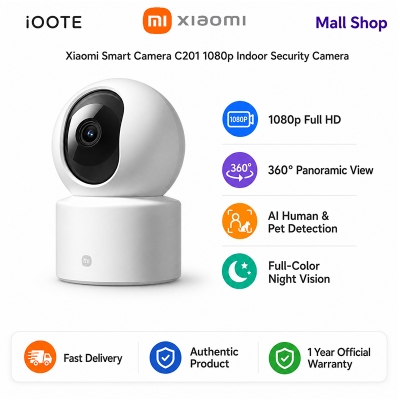 Picture of Xiaomi Smart Camera C201 | 1080p Indoor Security Camera | 360° Panoramic View, Physical Lens Shield, AI Human & Pet Detection, Full-Color Night Vision, Wi-Fi 6, Google Assistant Supported | 1 Year Official Warranty - White