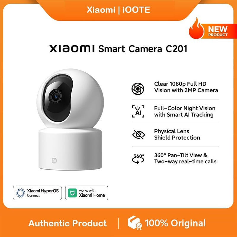 Picture of Xiaomi Smart Camera C201 | 1080p Indoor Security Camera | 360° Panoramic View, Physical Lens Shield, AI Human & Pet Detection, Full-Color Night Vision, Wi-Fi 6, Google Assistant Supported | 1 Year Official Warranty - White