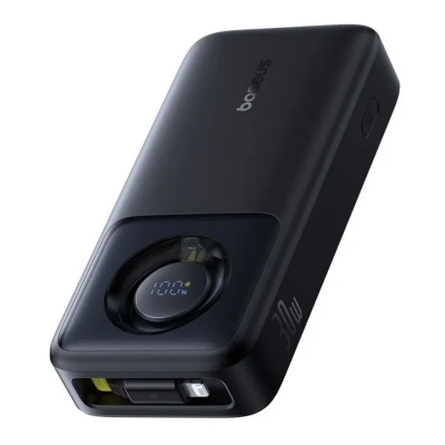 Picture of Baseus NOMOS 30W 74Wh 20000mAh Digital Display Power Bank with Built-in iP Retractable Cable | 3 Months Warranty - Black