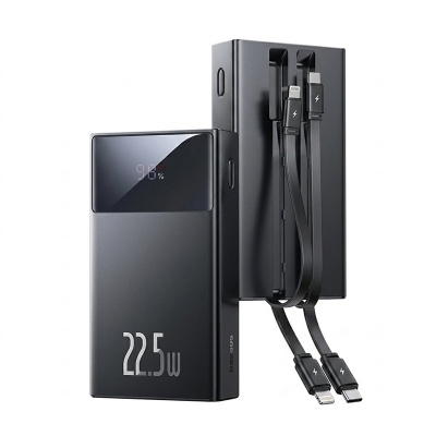 Picture of BASEUS 20000mAh 22.5W Power Bank With Type-C & iPhone Lightning Cable Attached (PPXD2-20) | 3 months Warranty - Black