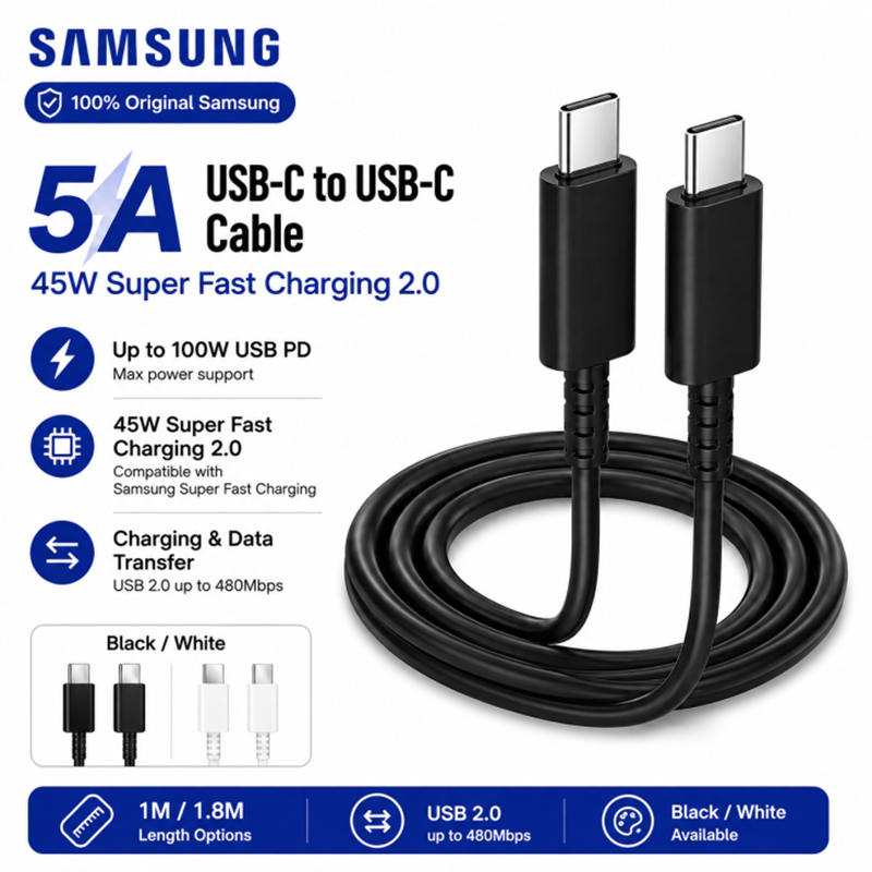 Picture of [Original] Samsung 5A USB Type-C to USB Type-C Cable 100W 1.8M (Ep-DX510) | 6 Months warranty
