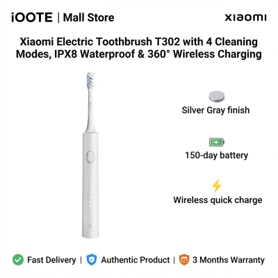 Picture of Xiaomi Electric Toothbrush T302 with 4 Cleaning Modes, IPX8 Waterproof & 360° Wireless Charging | 3 Months Warranty - Silver Gray