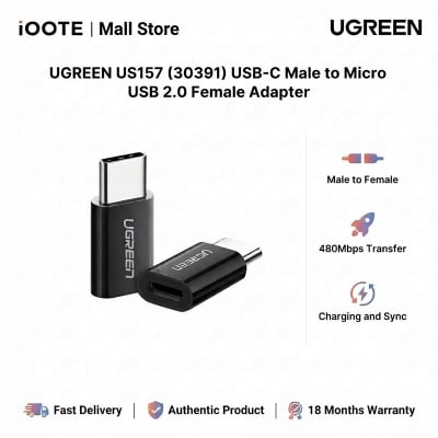 Picture of UGREEN US157 (30391) USB-C Male to Micro USB 2.0 Female Adapter – Black | 18 Months Warranty - Black