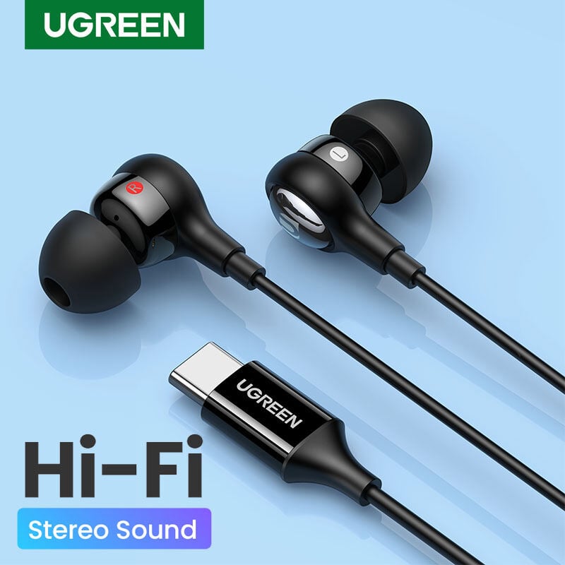 Picture of UGREEN EP103 USB-C Wired In-Ear Earphones with 10mm HiFi Drivers, Stereo Bass, Microphone & Inline Controls | 18 Months Warranty - Black