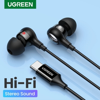 Picture of UGREEN EP103 USB-C Wired In-Ear Earphones with 10mm HiFi Drivers, Stereo Bass, Microphone & Inline Controls | 18 Months Warranty - Black