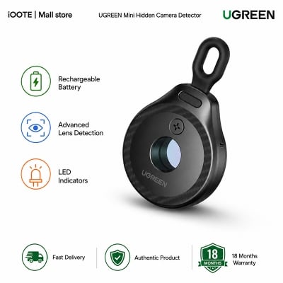 Picture of UGREEN Mini Hidden Camera Detector Anti-Peeping Rechargeable Pinhole Lens Finder for Travel, Hotel & Outdoor Privacy Security | 18 Months Official Warranty - Black