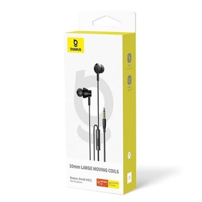 Picture of Baseus Encok HZ11 3.5mm Jack Wired Earphone Universal Headset In-Ear Headphone With Mic with 3 months warranty - Black
