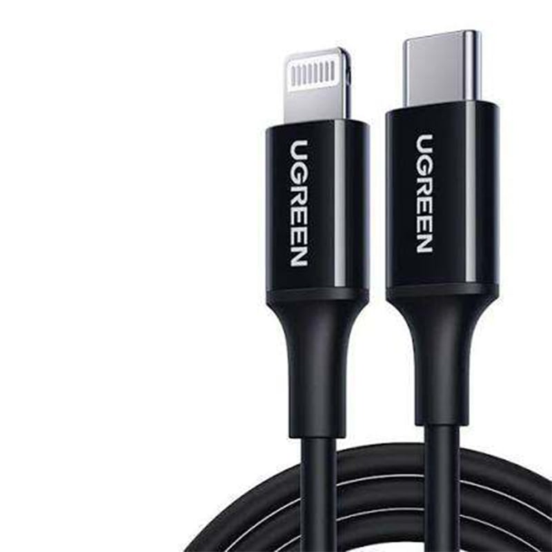 Picture of UGREEN 60751 MFi-Certified USB-C to Lightning Fast Charging Cable 1M | 3A, 480Mbps Data Transfer | 18 Months Warranty - Black