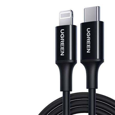Picture of UGREEN 60751 MFi-Certified USB-C to Lightning Fast Charging Cable 1M | 3A, 480Mbps Data Transfer | 18 Months Warranty - Black