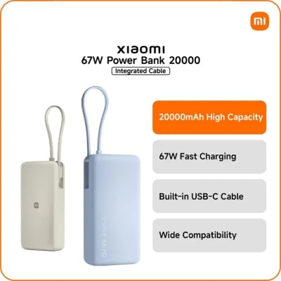 Picture of Xiaomi 67W Power Bank 10000mAh/20000mAh with Built-in USB-C Cable, Digital Display & 67W Fast Recharging | 12 Months Official Warranty