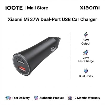Picture of Xiaomi Mi 37W Dual-Port USB Car Charger with 5V/3A Fast Charging | 12 Months Warranty - Dark Grey