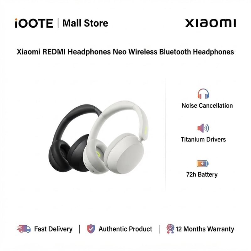 Picture of Xiaomi REDMI Headphones Neo Wireless Bluetooth Headphones with 42dB Adaptive ANC, 40mm Drivers & 72-Hour Battery | 12 Months Official Warranty